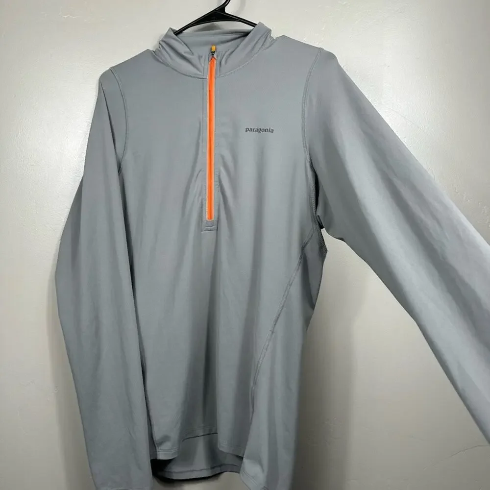 Patagonia Men's Long-Sleeved All Weather Top 1/4 Zip Pullover in Grey Size Small